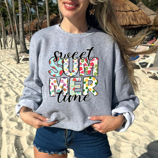 Sweet Summer Time Sweatshirt, Summertime Crewneck, Love Summer Hoodie, Beach Coverup Shirt, Summer Vacation Outfit, Summer Vibes Gift