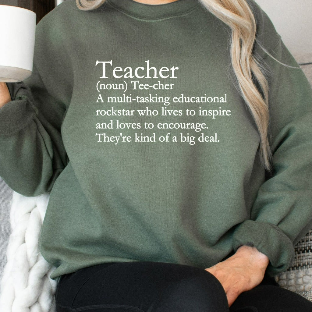 Teacher Sweatshirt, Teach Crewneck Sweatshirt, Teacher Definition Shirt, Back to School Teacher Gifts, Elementary School Teacher Sweater