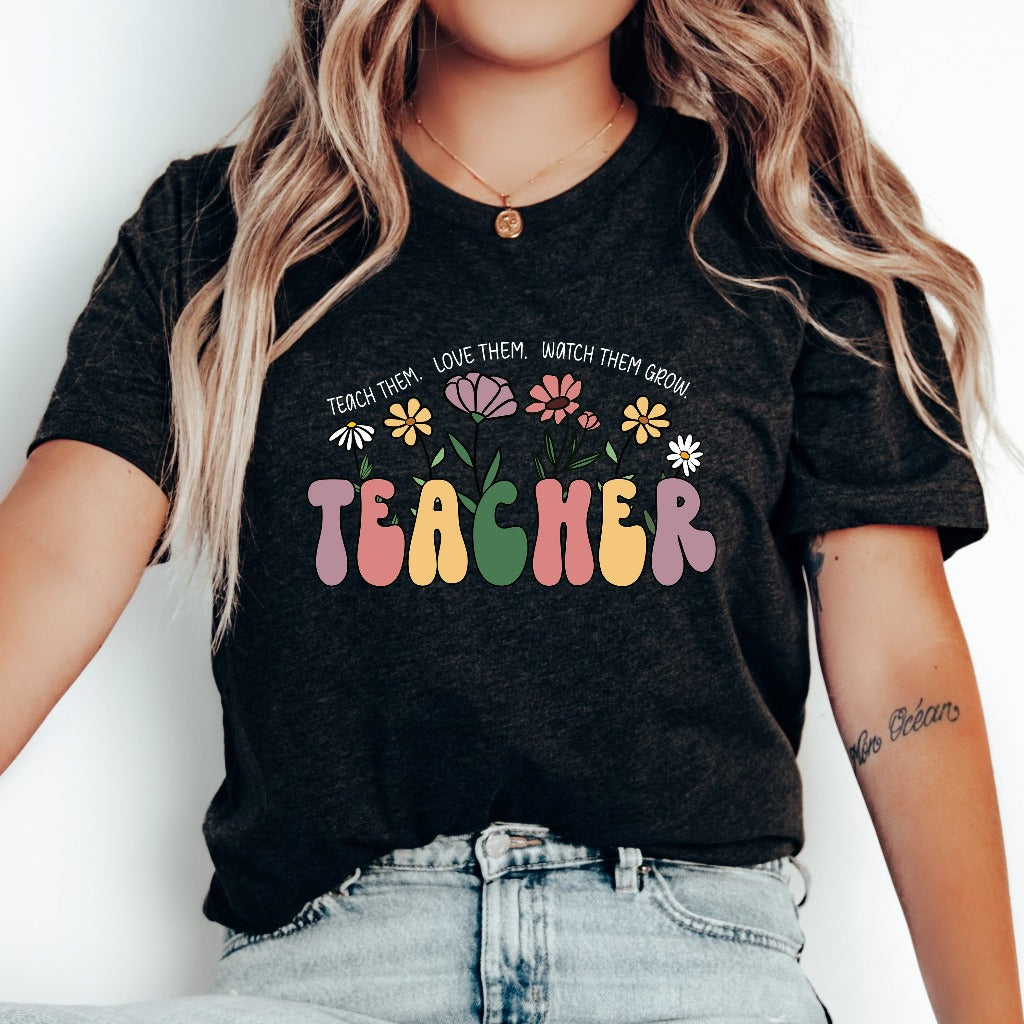 Cute Teacher Shirt, Wildflowers Teacher TShirt, Back to School, Teach Graphic Tee, Teacher Appreciation Gift, Group Teacher Team Shirts
