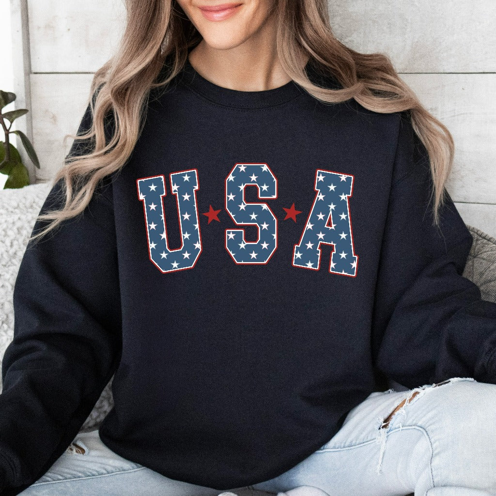 Retro Star USA Sweatshirt, 4th of July Crewneck, Star American Shirt, Independence Day TShirt, Fourth of July Shirt, Trendy Popular Shirts