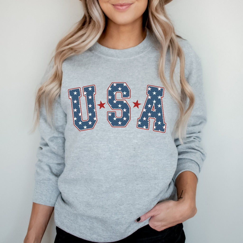 Retro Star USA Sweatshirt, 4th of July Crewneck, Star American Shirt, Independence Day TShirt, Fourth of July Shirt, Trendy Popular Shirts