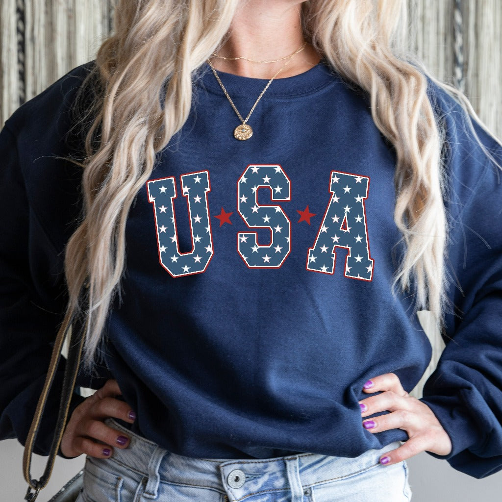 Retro Star USA Sweatshirt, 4th of July Crewneck, Star American Shirt, Independence Day TShirt, Fourth of July Shirt, Trendy Popular Shirts