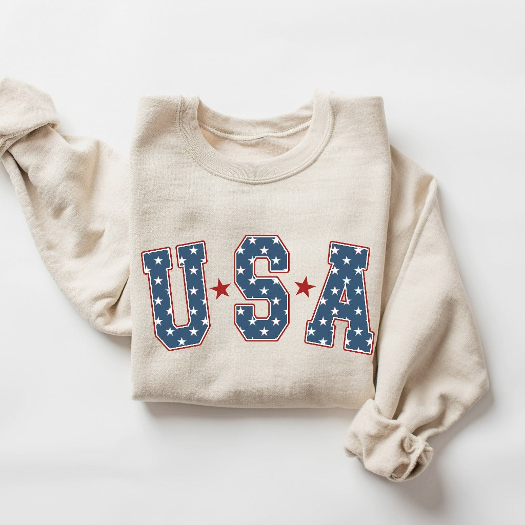 Retro Star USA Sweatshirt, 4th of July Crewneck, Star American Shirt, Independence Day TShirt, Fourth of July Shirt, Trendy Popular Shirts
