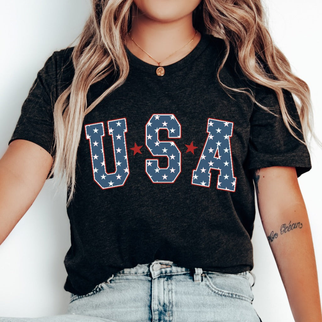 Retro Star USA Graphic Tee, 4th of July Shirt, Star American TShirt, Independence Day Shirt, Fourth of July Shirt, Trendy Popular Shirts