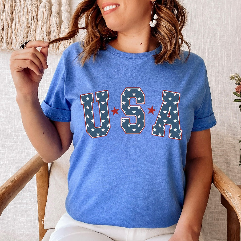 Retro Star USA Graphic Tee, 4th of July Shirt, Star American TShirt, Independence Day Shirt, Fourth of July Shirt, Trendy Popular Shirts