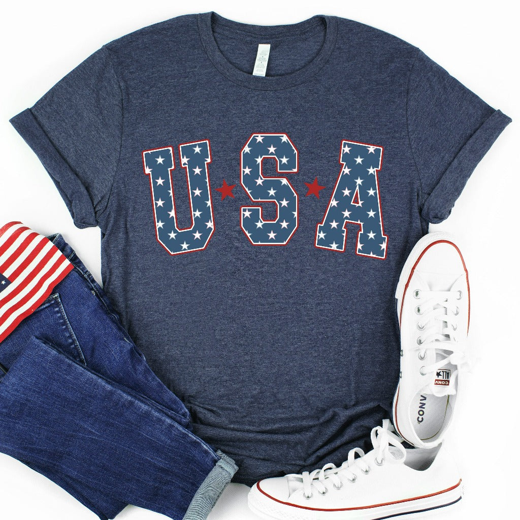 Retro Star USA Graphic Tee, 4th of July Shirt, Star American TShirt, Independence Day Shirt, Fourth of July Shirt, Trendy Popular Shirts