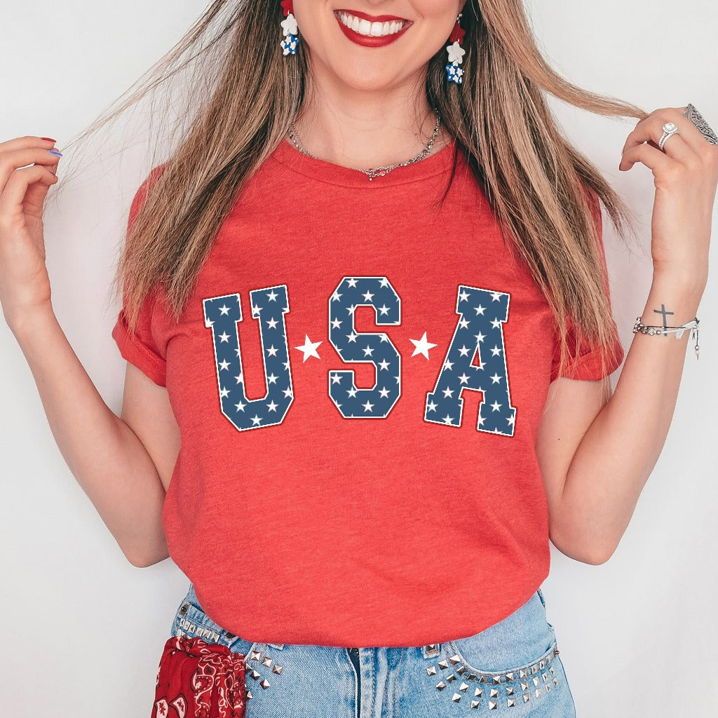 Retro Star USA Graphic Tee, 4th of July Shirt, Star American TShirt, Independence Day Shirt, Fourth of July Shirt, Trendy Popular Shirts