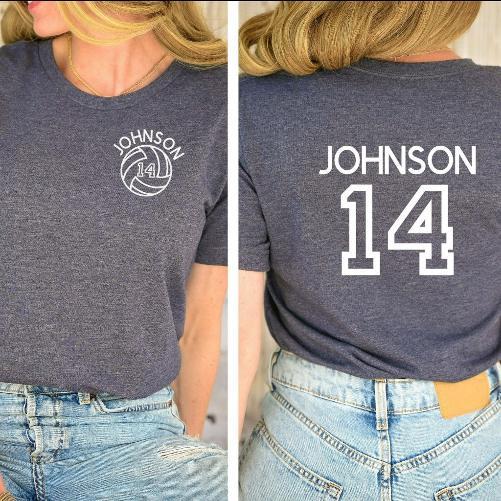 Custom VOLLEYBALL Mom Shirt, Personalized Volleyball TShirt, Volleyball Game Mama Graphic Tee, Custom Name and Number Volleyball Fan Shirt