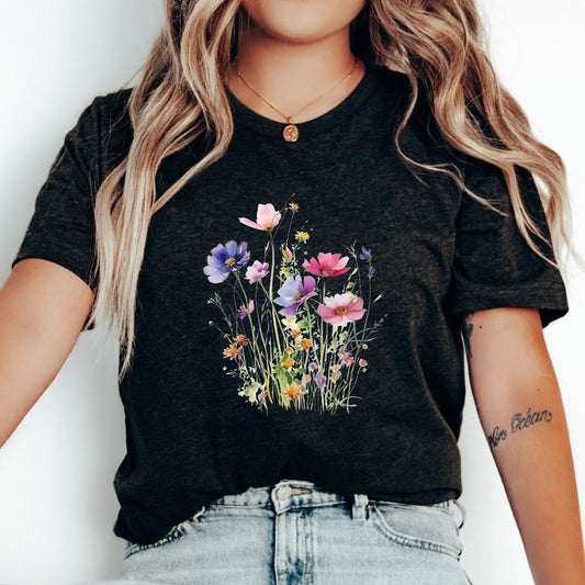 Flower Shirt, Gift For Her, Aesthetic Flower TShirt, Floral Graphic Tee, Botanical Shirt, Wildflower Graphic Tee, Wild Flower Shirt, Nature
