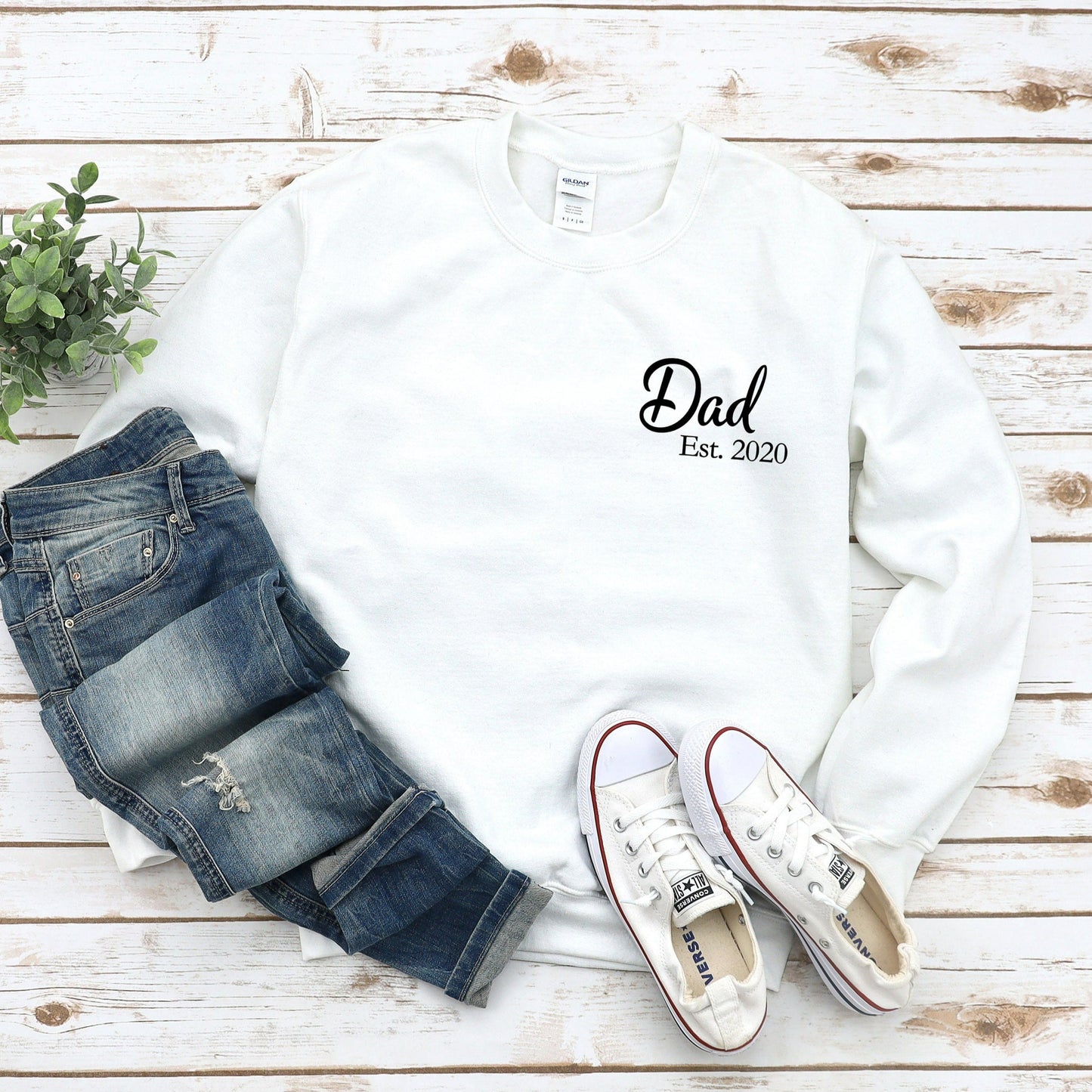 Dad Est 2024 Crewneck Sweatshirt, Personalized New Dad Shirt, New Dad Sweatshirt, First Time Dad, Fathers Day Gift