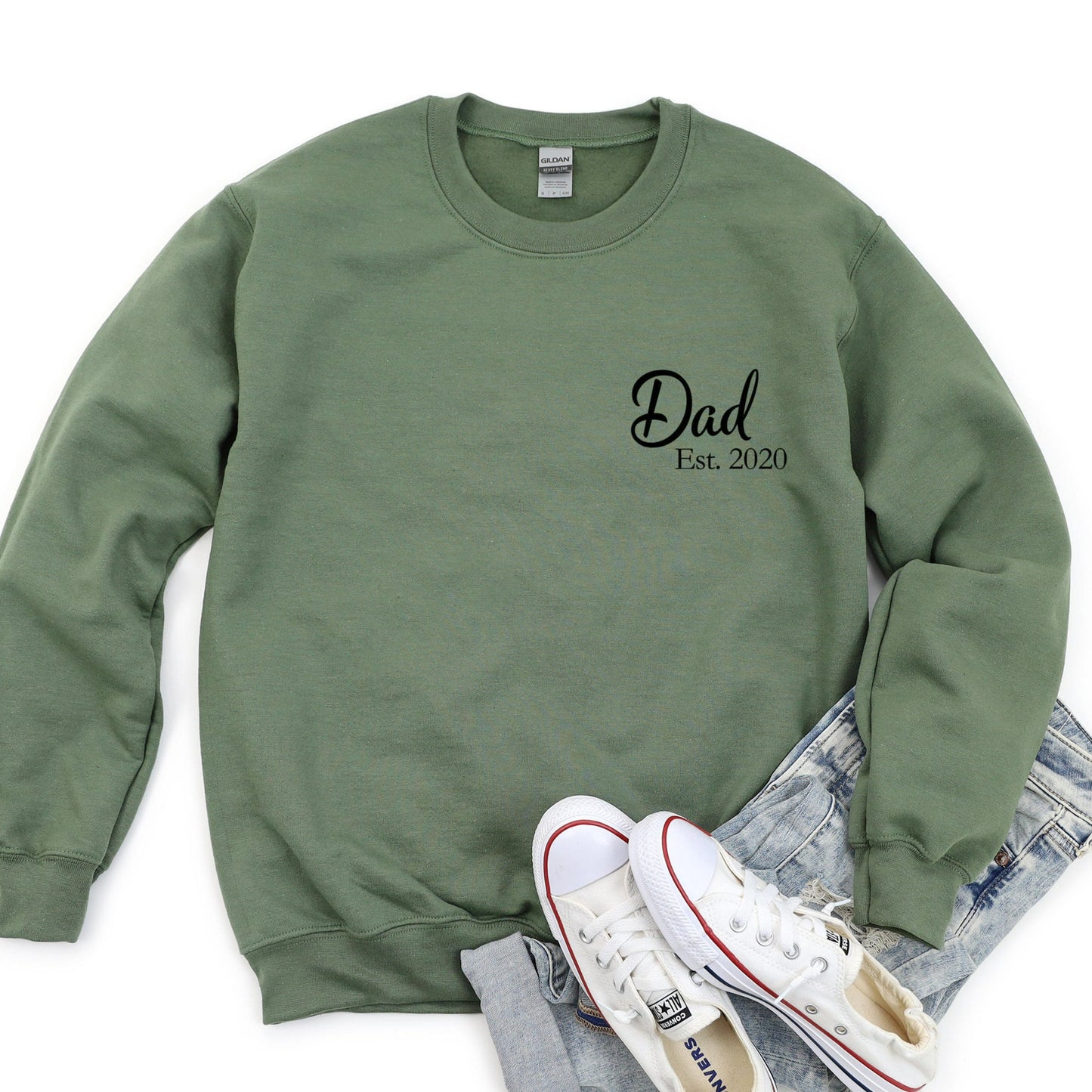 Dad Est 2024 Crewneck Sweatshirt, Personalized New Dad Shirt, New Dad Sweatshirt, First Time Dad, Fathers Day Gift