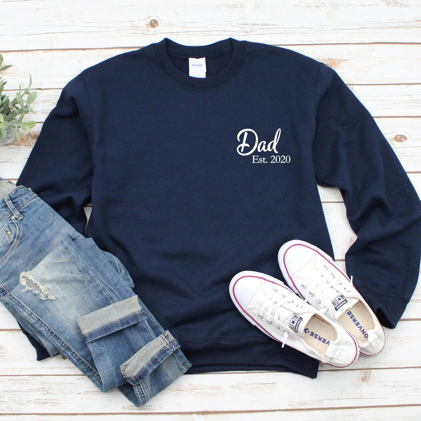 Dad Est 2024 Crewneck Sweatshirt, Personalized New Dad Shirt, New Dad Sweatshirt, First Time Dad, Fathers Day Gift