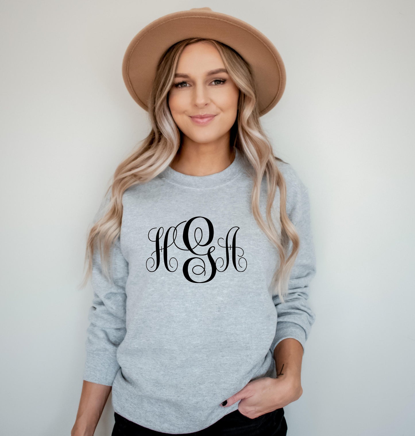Monogram Crewneck Sweatshirt, Monogrammed Personalized Sweater, Gift for Wife, Preppy Christmas Sweatshirt