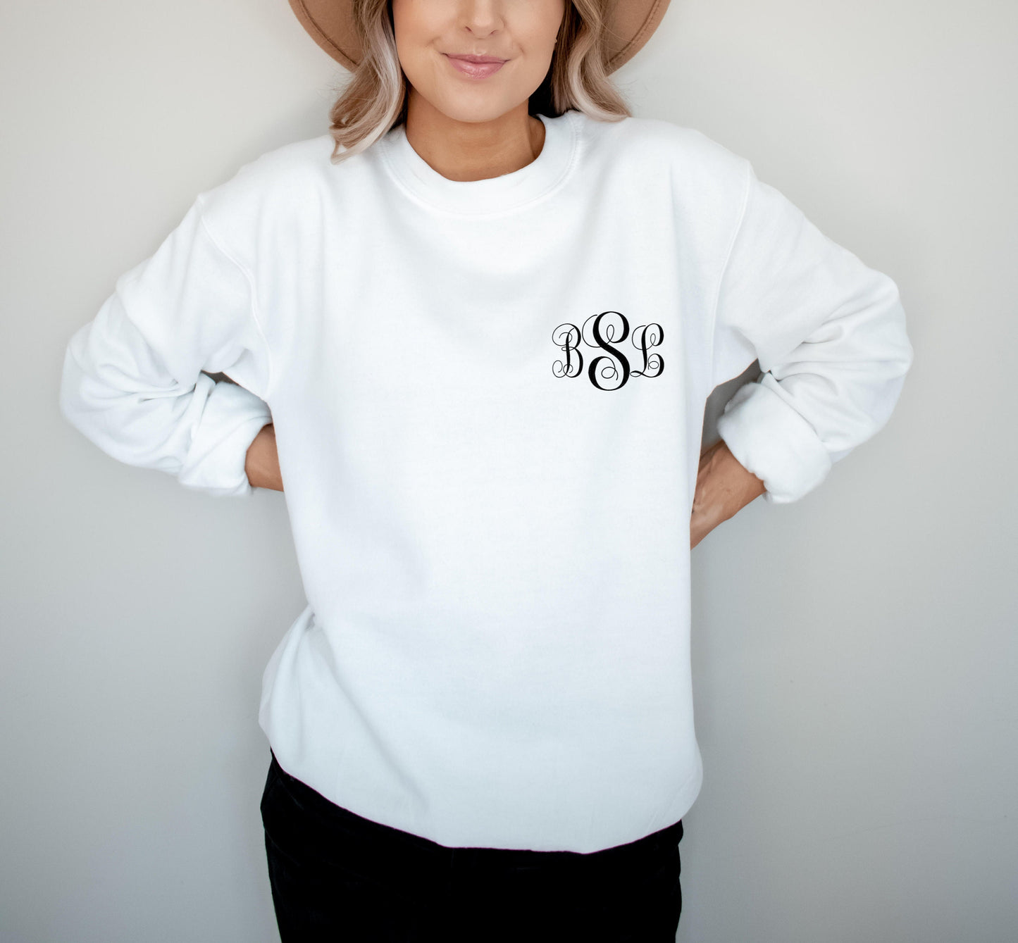 Monogram Crewneck Sweatshirt, Monogrammed Personalized Sweater, Gift for Wife, Preppy Christmas Sweatshirt