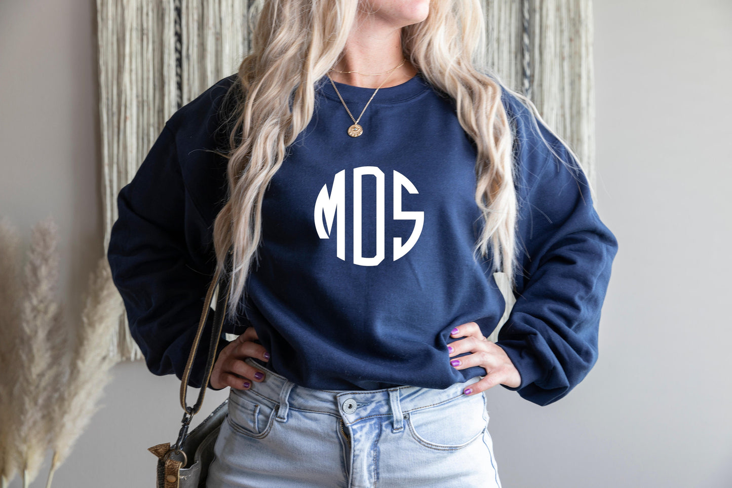 Monogram Crewneck Sweatshirt, Monogrammed Personalized Sweater, Gift for Wife, Preppy Christmas Sweatshirt