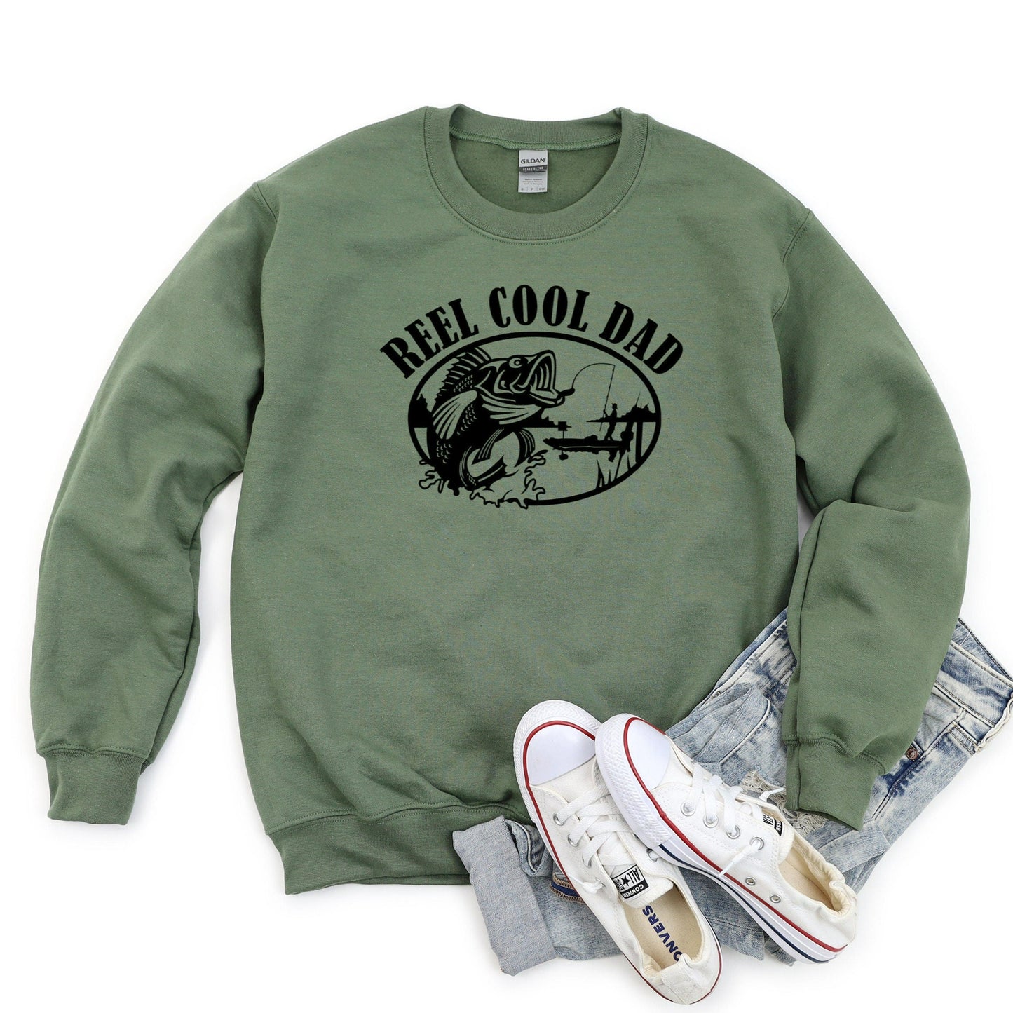 Reel Cool Dad Sweatshirt, Dad Fishing Crewneck, Dad Fishing Birthday Gift, Dad Tshirts, Dad Fisherman Shirt