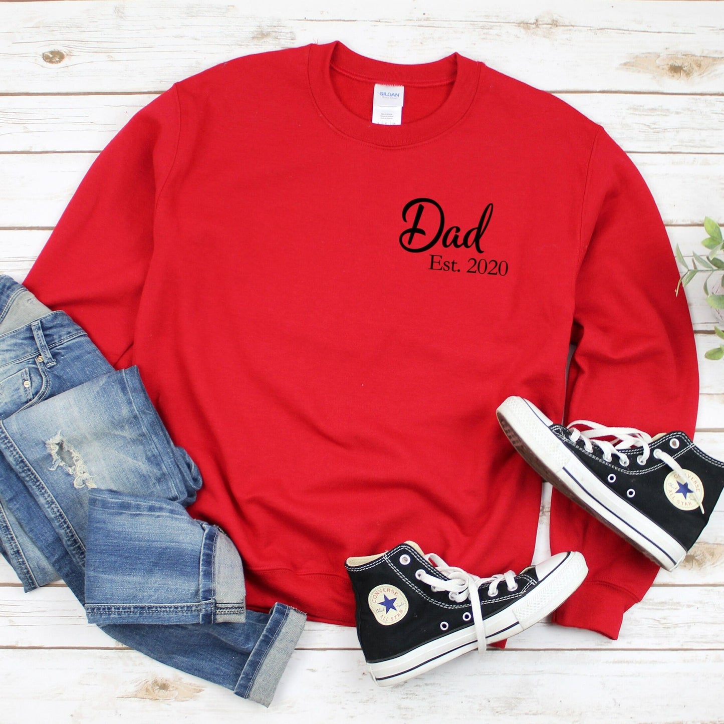 Dad Est 2024 Crewneck Sweatshirt, Personalized New Dad Shirt, New Dad Sweatshirt, First Time Dad, Fathers Day Gift