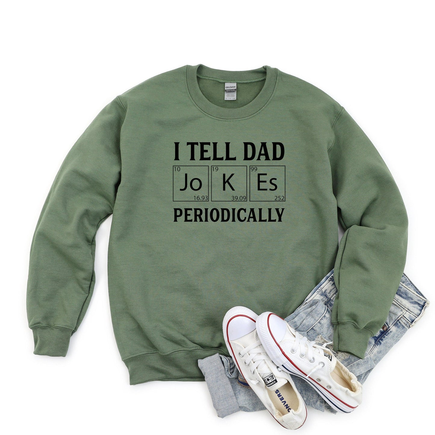 I Tell Dad Jokes Periodically Crewneck Sweatshirt, Funny Father's Day Gift from Wife, Gift for Husband, Dad Joke Shirt