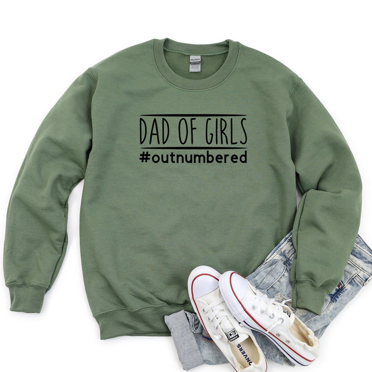 Dad of Girls Outnumbered Sweatshirt, Dad Crewneck, New Dad Shirt, Outnumbered Dad, Dad Life Shirt, Fathers Day Gift