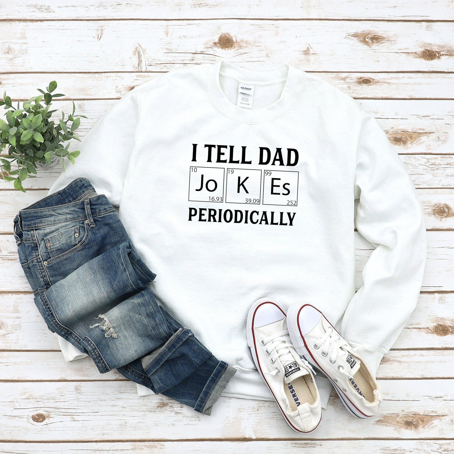 I Tell Dad Jokes Periodically Crewneck Sweatshirt, Funny Father's Day Gift from Wife, Gift for Husband, Dad Joke Shirt