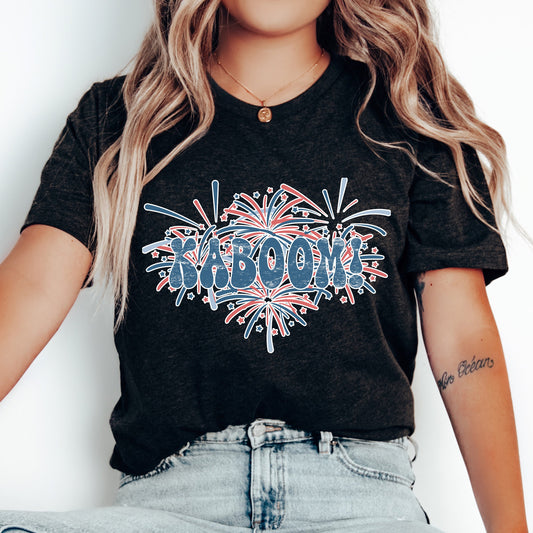 Fireworks Kaboom Shirt, 4th of July TShirt, American Stars Graphic Tee, Independence Day Shirt, Funny Fourth of July Shirt