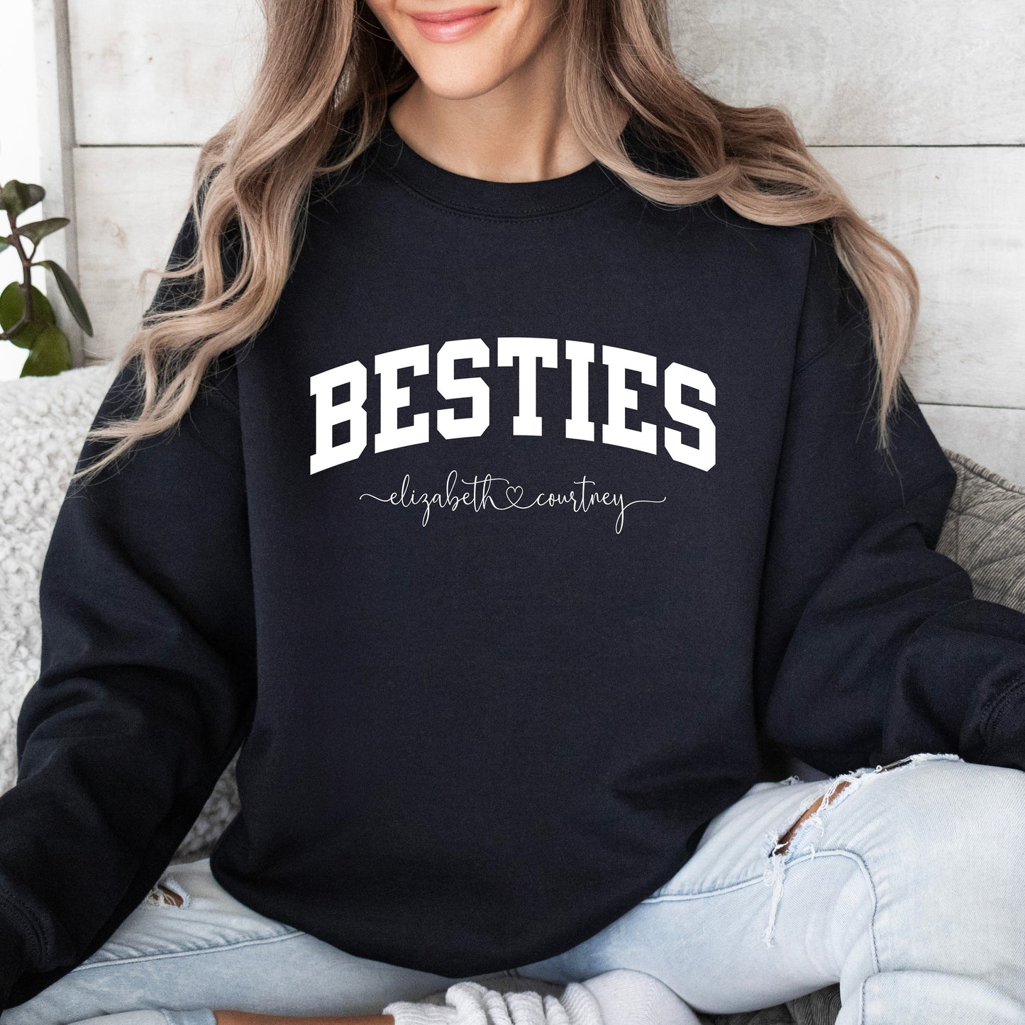 Personalized Besties Sweatshirt with Names, Best Friends Crewneck, Girls Weekend Trip Matching Sweaters, Best Friend Gift