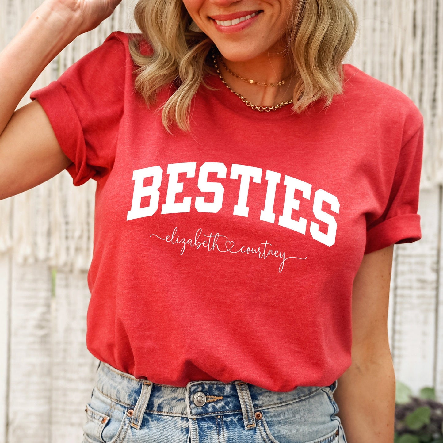 Personalized Besties Names Shirt, Best Friends TShirts, Girls Trip Graphic Tee, Girls Getaway TShirts, Sister Weekend, Matching Best Friends