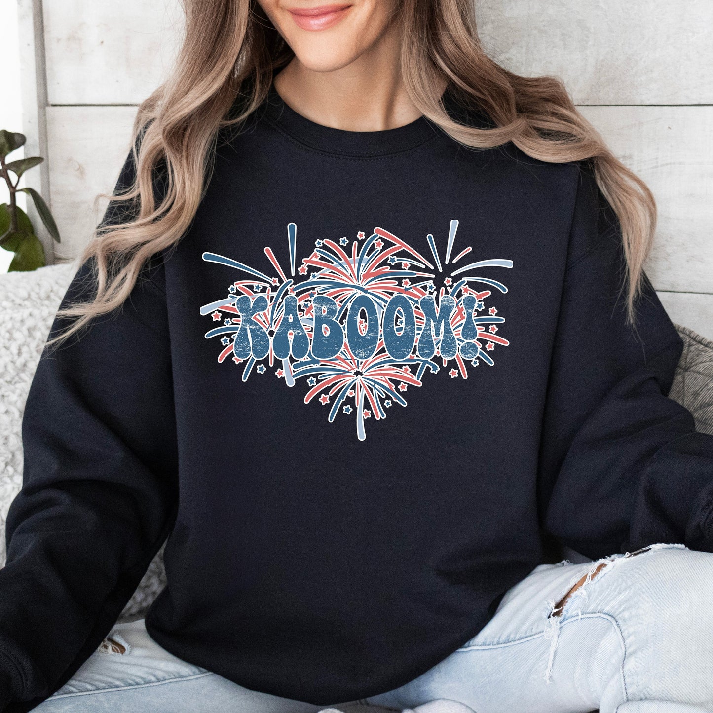 Fireworks Kaboom Sweatshirt, 4th of July Crewneck, Independence Day Shirt, Funny Fourth of July Shirt