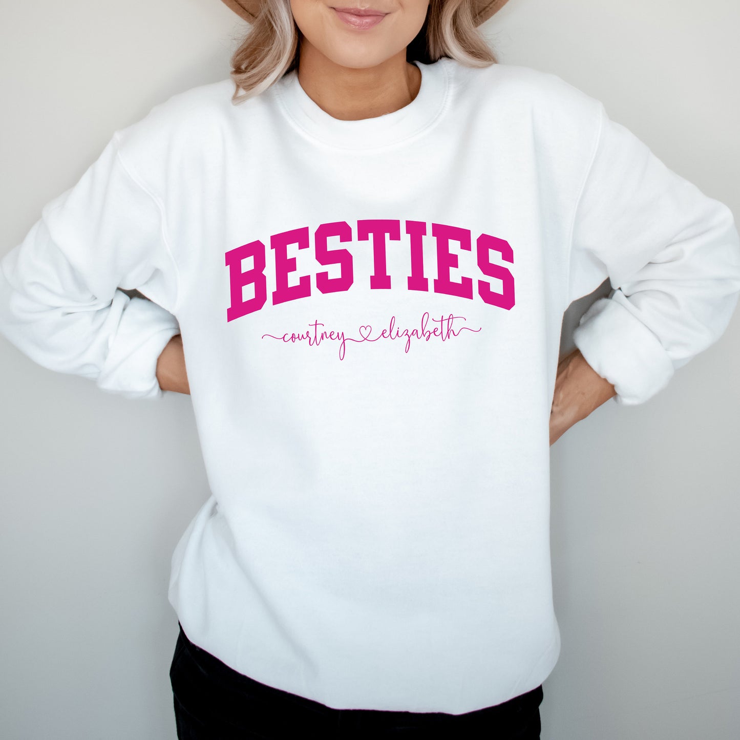 Personalized Besties Sweatshirt with Names, Best Friends Crewneck, Girls Weekend Trip Matching Sweaters, Best Friend Gift