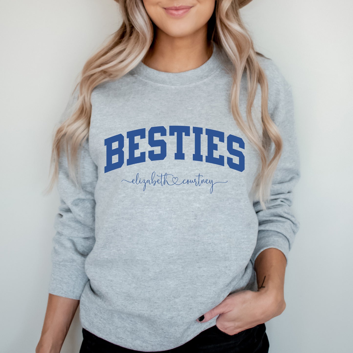 Personalized Besties Sweatshirt with Names, Best Friends Crewneck, Girls Weekend Trip Matching Sweaters, Best Friend Gift