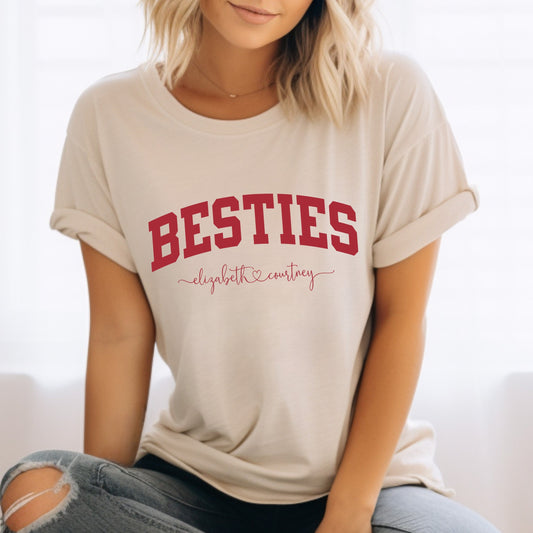 Personalized Besties Names Shirt, Best Friends TShirts, Girls Trip Graphic Tee, Girls Getaway TShirts, Sister Weekend, Matching Best Friends
