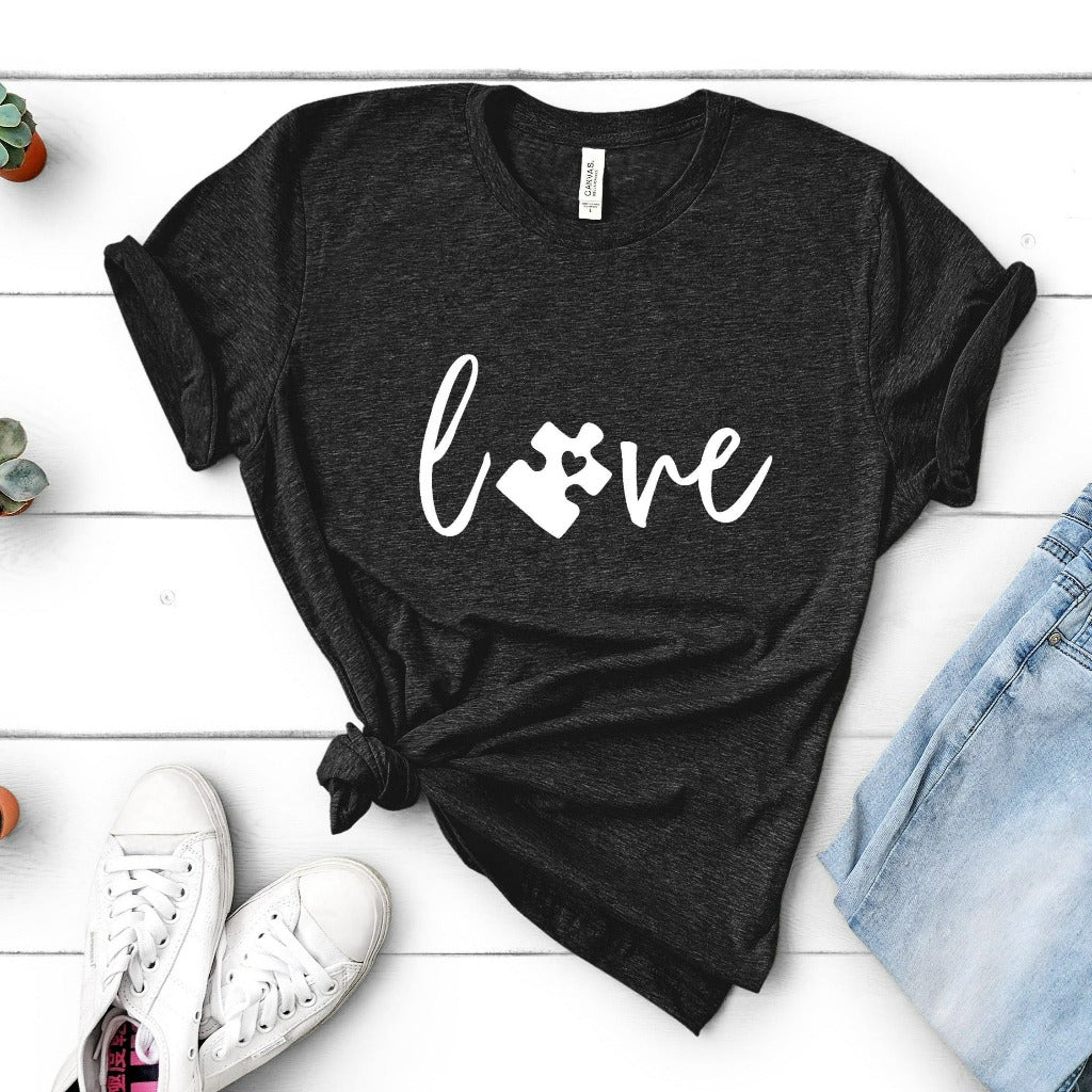 autism shirt, autism awareness tshirt, autism mom gift, autism puzzle piece love graphic tee