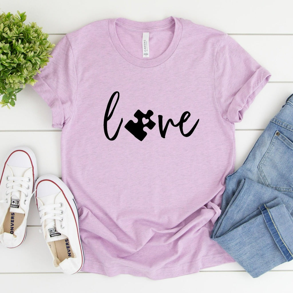 autism shirt, autism awareness tshirt, autism mom gift, autism puzzle piece love graphic tee