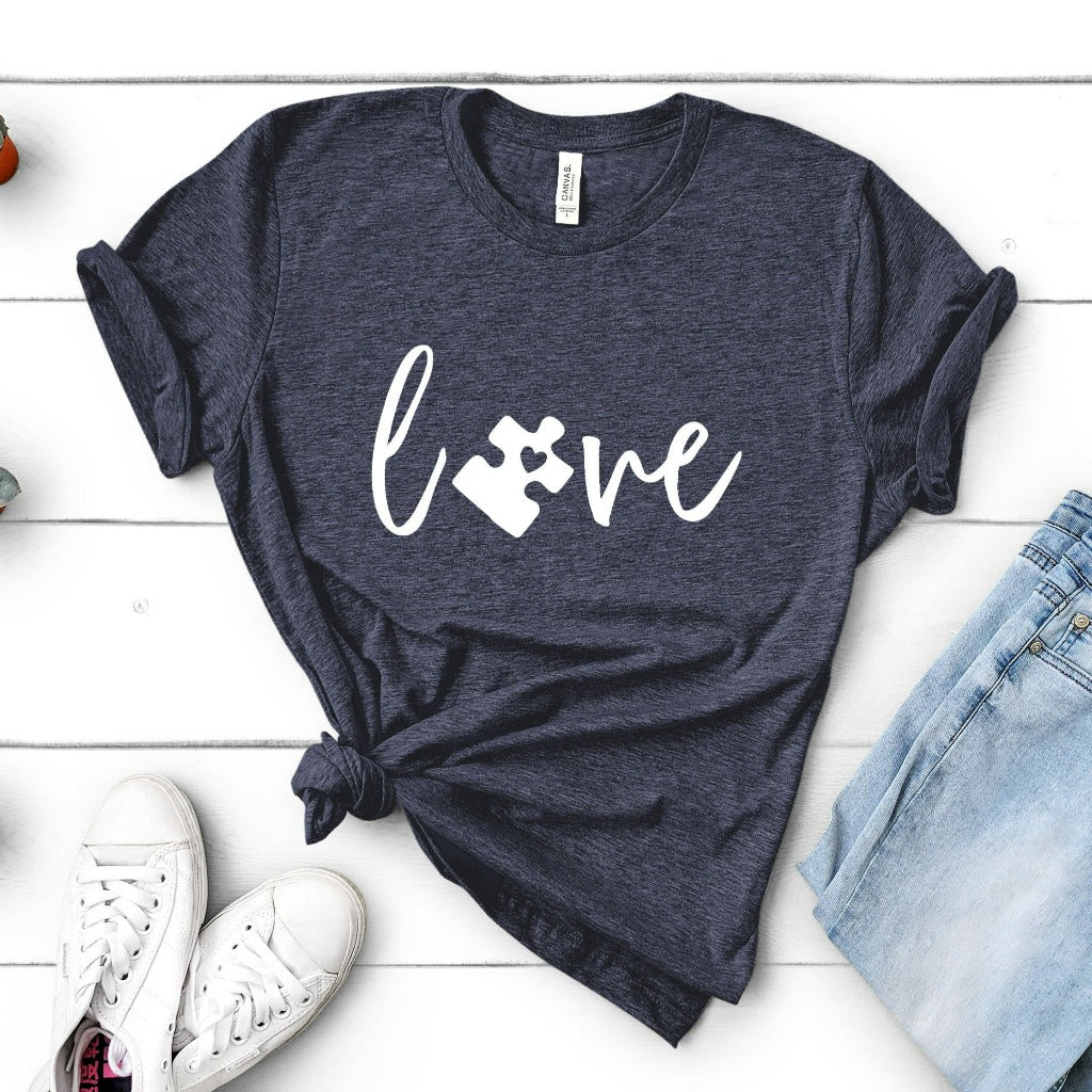 autism shirt, autism awareness tshirt, autism mom gift, autism puzzle piece love graphic tee