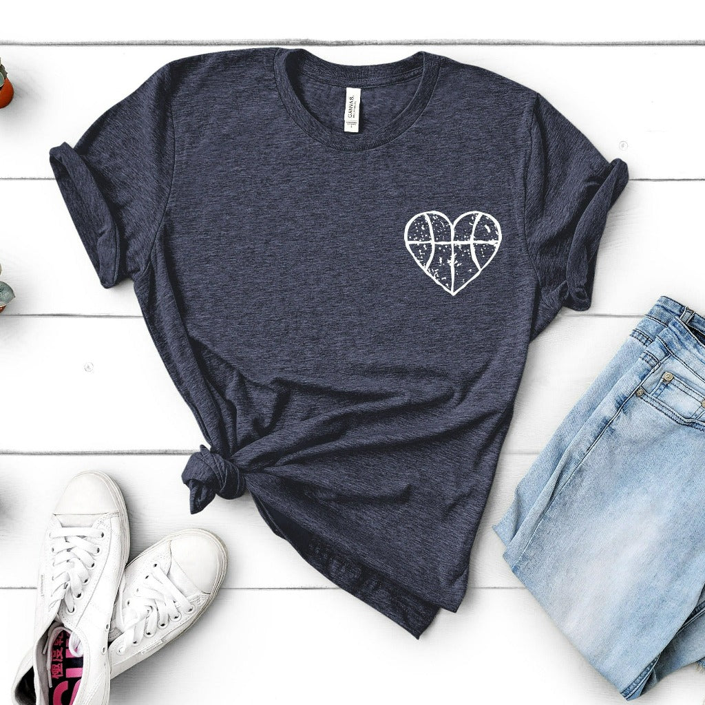 basketball distressed heart shirt, basketball mom shirt, basketball dad graphic tee, basketball fan shirt, basketball team shirts, matching basketball shirts, gift for basketball mom or dad