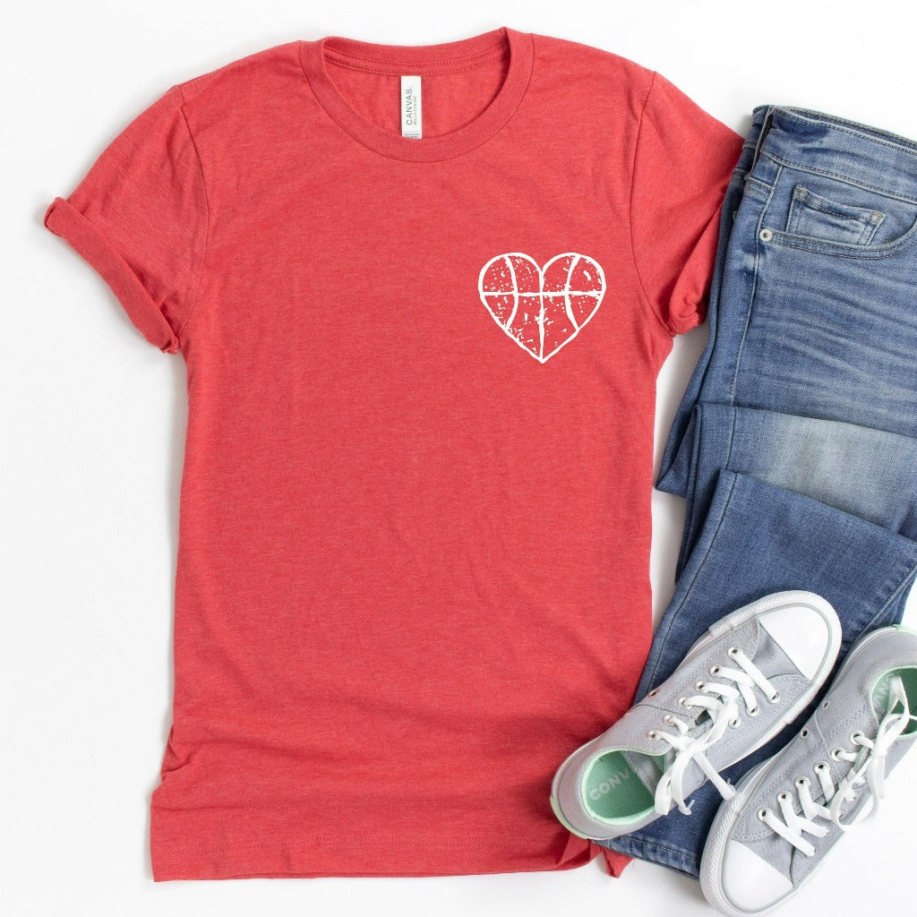 basketball distressed heart shirt, basketball mom shirt, basketball dad graphic tee, basketball fan shirt, basketball team shirts, matching basketball shirts, gift for basketball mom or dad