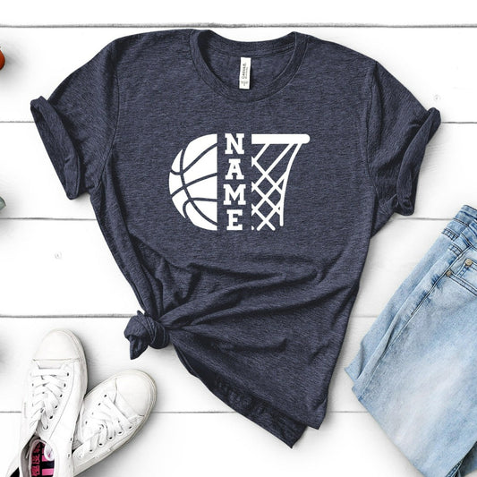 personalized basketball name shirt, basketball mom shirt, basketball dad graphic tee, basketball fan shirt, basketball team shirts, matching basketball shirts, gift for basketball mom or dad