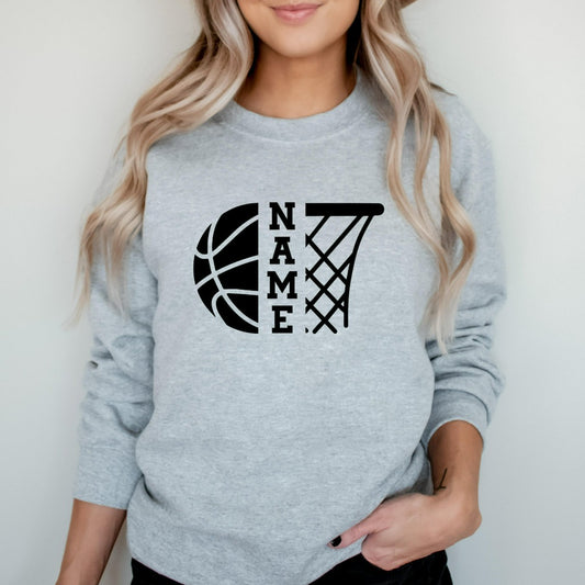 personalized basketball name crewneck sweatshirt, basketball mom shirt, basketball dad graphic tee, basketball fan shirt, basketball team shirts, matching basketball shirts, gift for basketball mom or dad