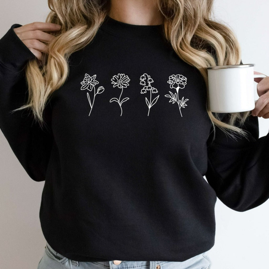 Birth Month Flower Sweatshirt, Sentimental Mother's Day Gift, Birthday or Christmas Gift for Mom