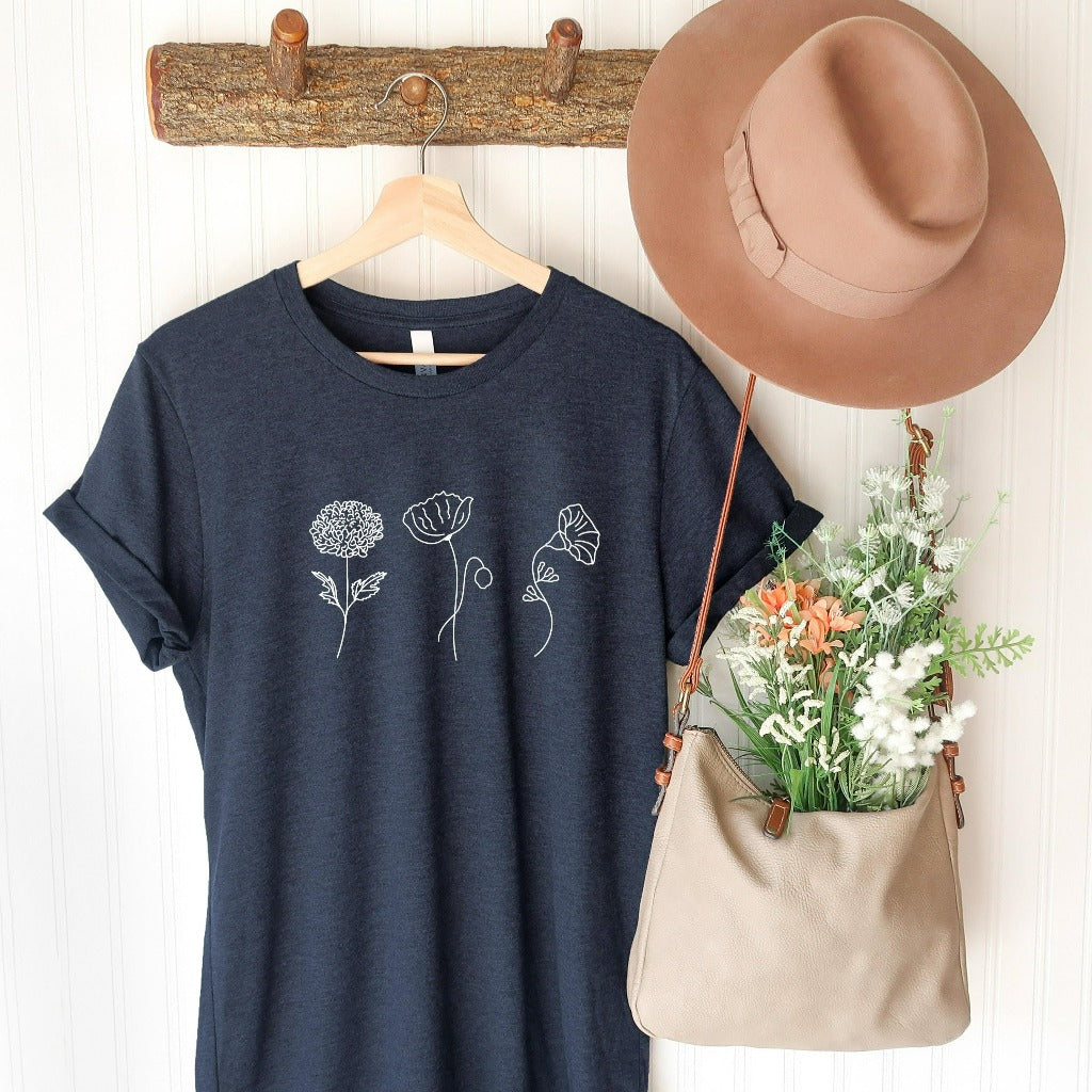 perfect mother's day gift, birth month flowers shirt, gift for mom, birthday gift, christmas gift for her, gift for grandma, best friends gift, flowers graphic tee, floral tshirt, botanical t-shirt