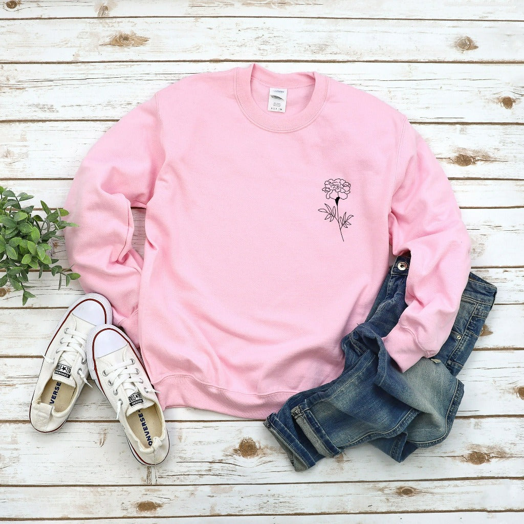 Birth Month Flower Sweatshirt, Sentimental Mother's Day Gift, Birthday or Christmas Gift for Mom