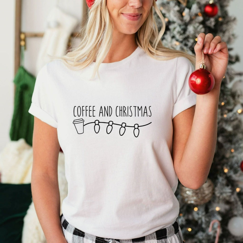 coffee and christmas shirt, i run on coffee and christmas cheer, cute christmas tshirt for her, holiday shirts for mom