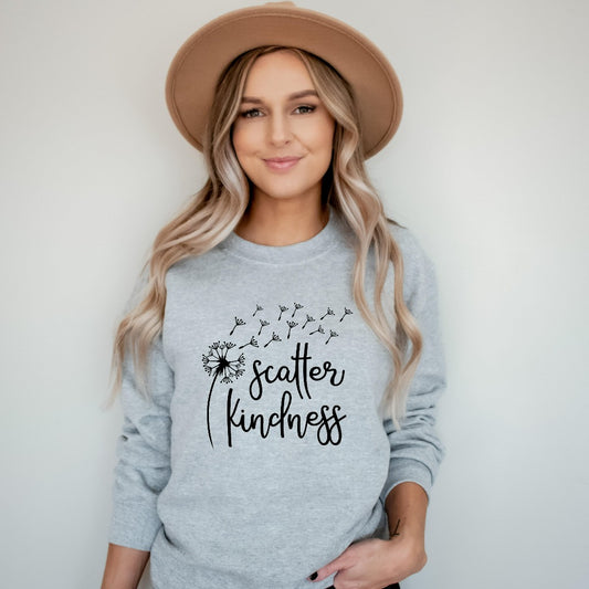 scatter kindness crewneck sweatshirt, dandelion graphic, be kind shirt