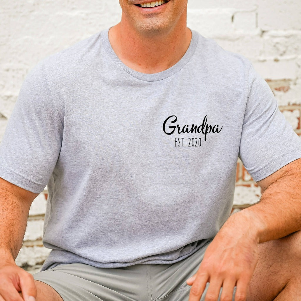 grandpa established shirt, personalized tshirt for grandpa, new grandpa gift, grandpop graphic tee