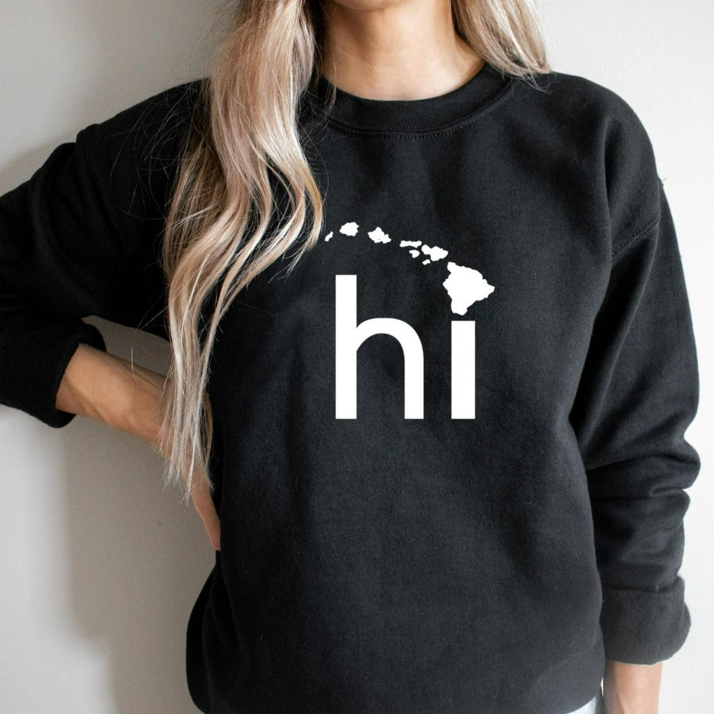 hawaii crewneck sweatshirt, hi vacation souvenir sweatshirt, unisex hawaii shirt, maui, oahu, big island