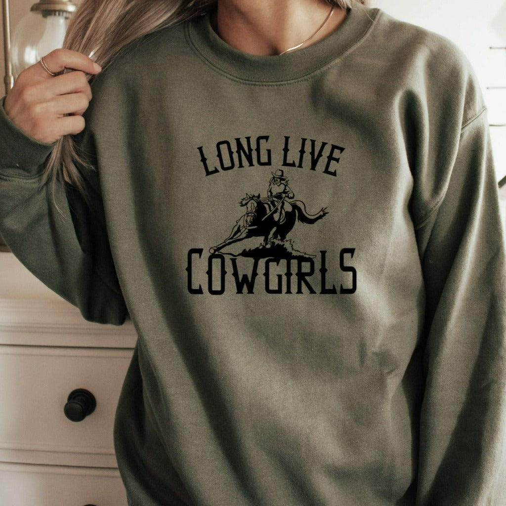 Long Live Cowgirls Sweatshirt, Western Crewneck, Desert Cactus Hoodie, Wild West Shirt, Rodeo Graphic Tee, Gift for Cowgirl, Country Girl