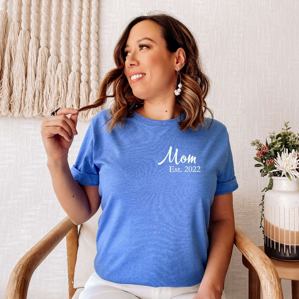 new mom shirt, mom shirts, mother's day gift, mom going home from hospital outfit, mom established 2022, baby shower gift