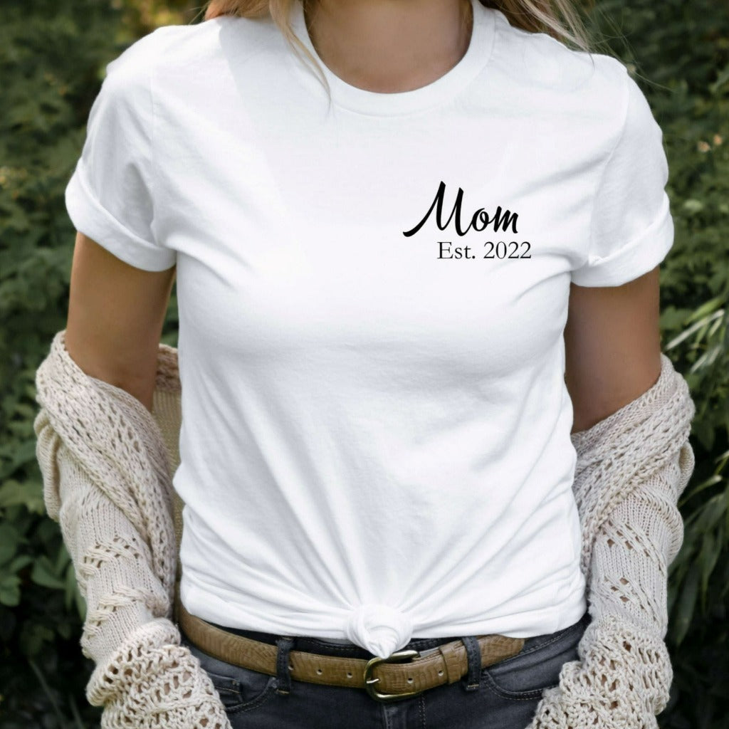 new mom shirt, mom shirts, mother's day gift, mom going home from hospital outfit, mom established 2022, baby shower gift
