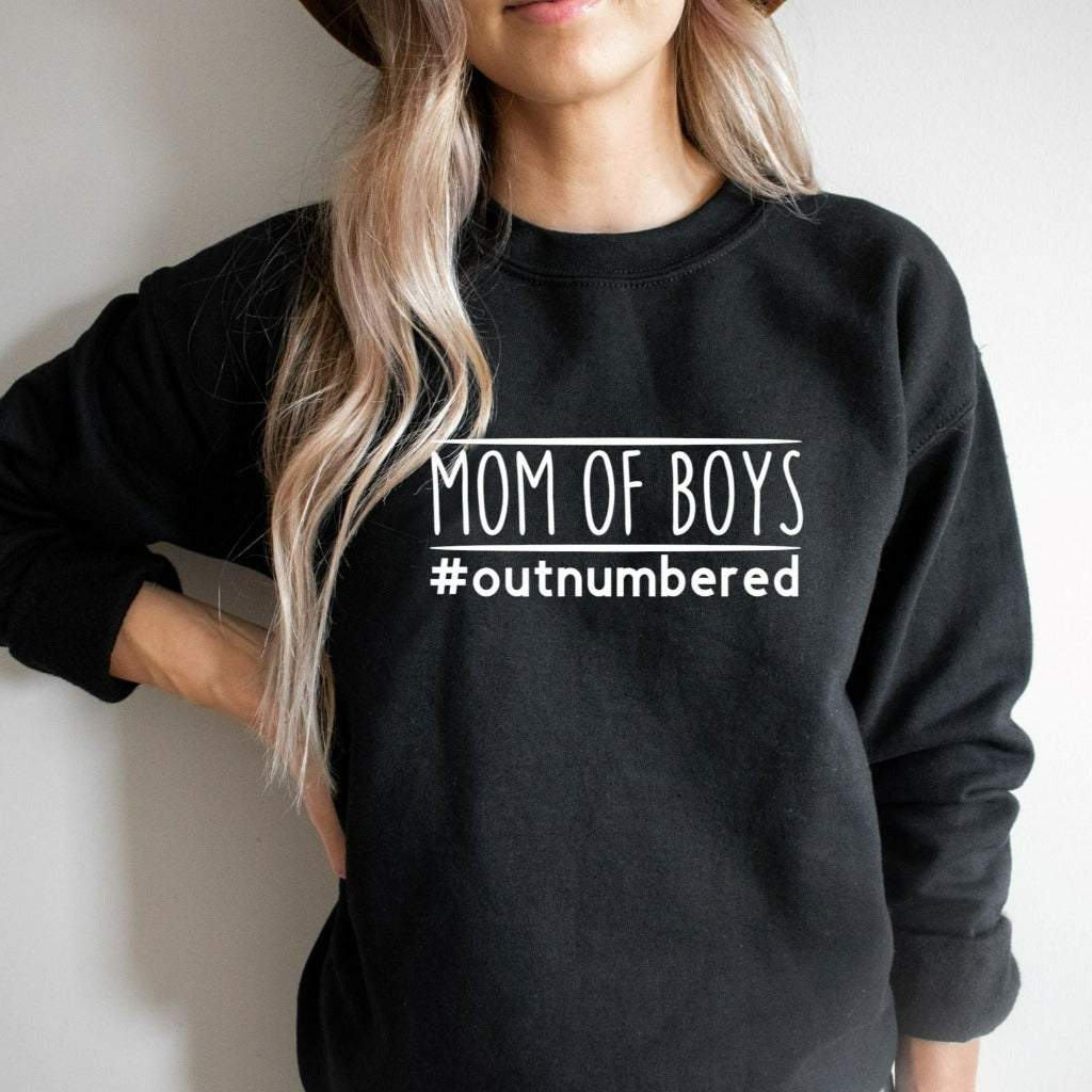 mom of boys outnumbered crewneck sweatshirt, boy mom sweatshirt, hoodie