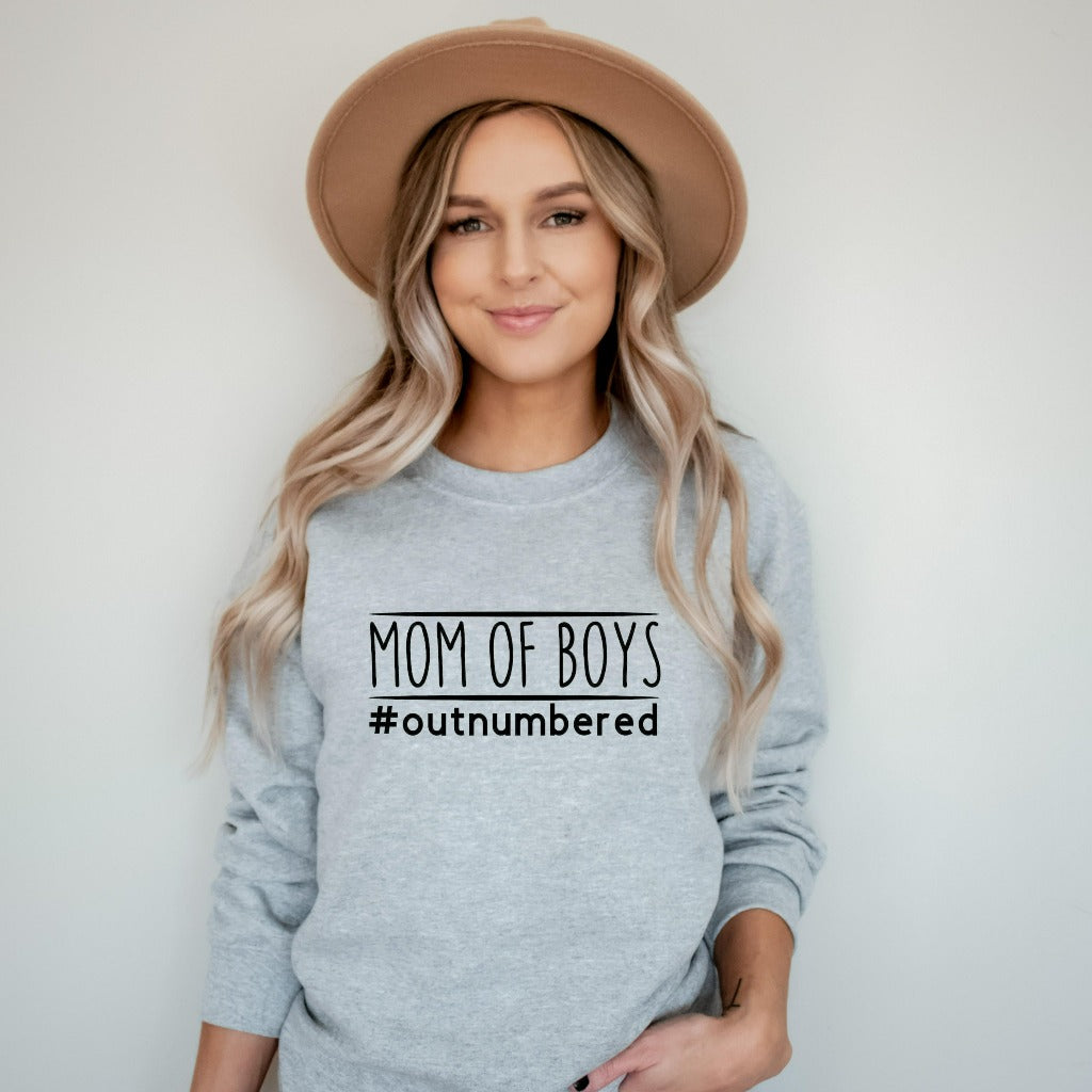 mom of boys outnumbered crewneck sweatshirt, boy mom sweatshirt, hoodie